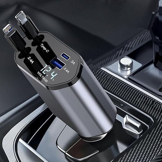120W Car Fast Charger with USB-C + USB | Compatible with iPhone & Android | QuickCharge 3.0